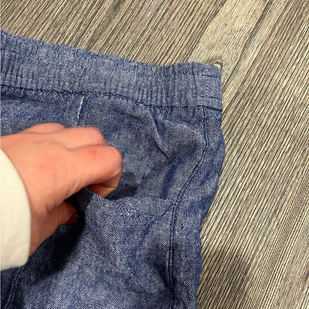 Old Navy Womens High Rise Shorts Linen Blend Elastic Waist Pockets Blue Size L - Picture 2 of 6